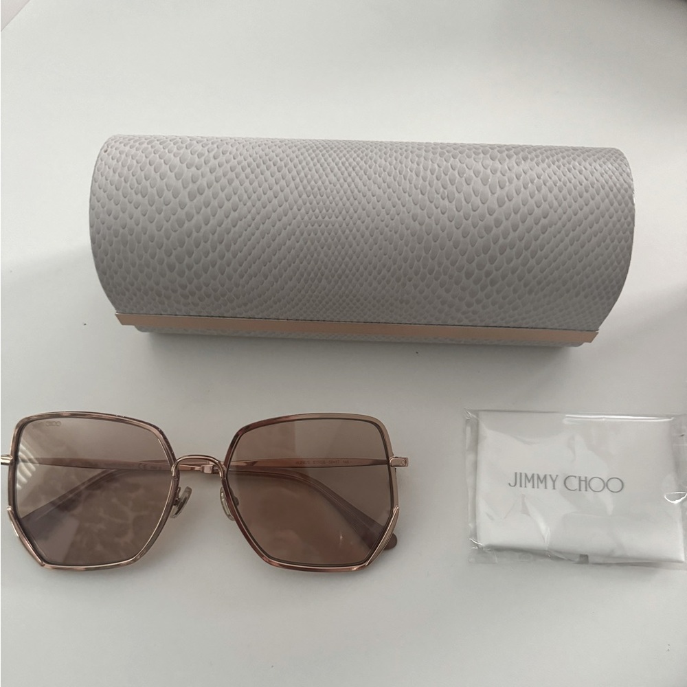 Jimmy Choo Rose Gold Geometric Sunglasses